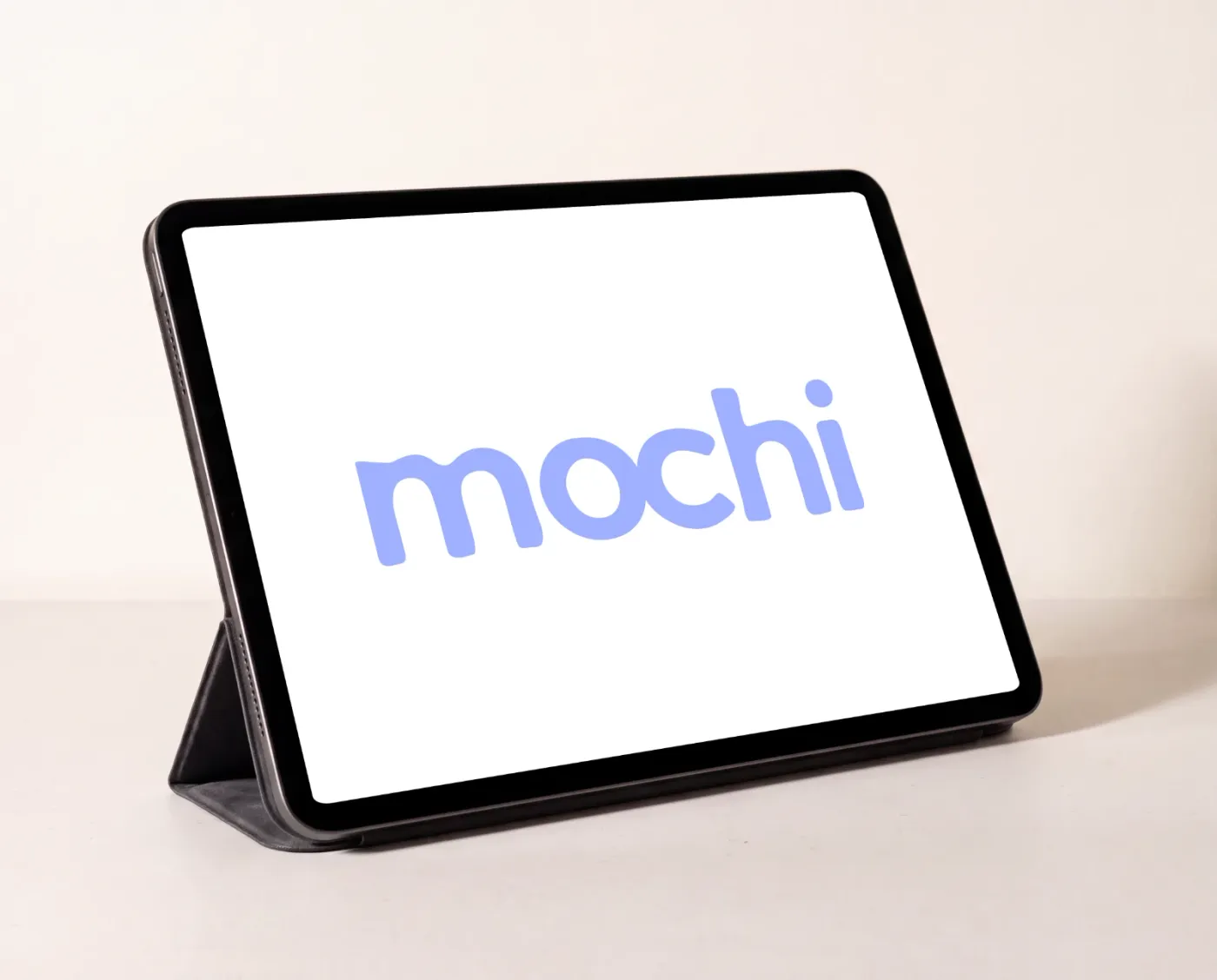 Tablet mockup on a surface, studio scene — Folio Stand Cream Studio